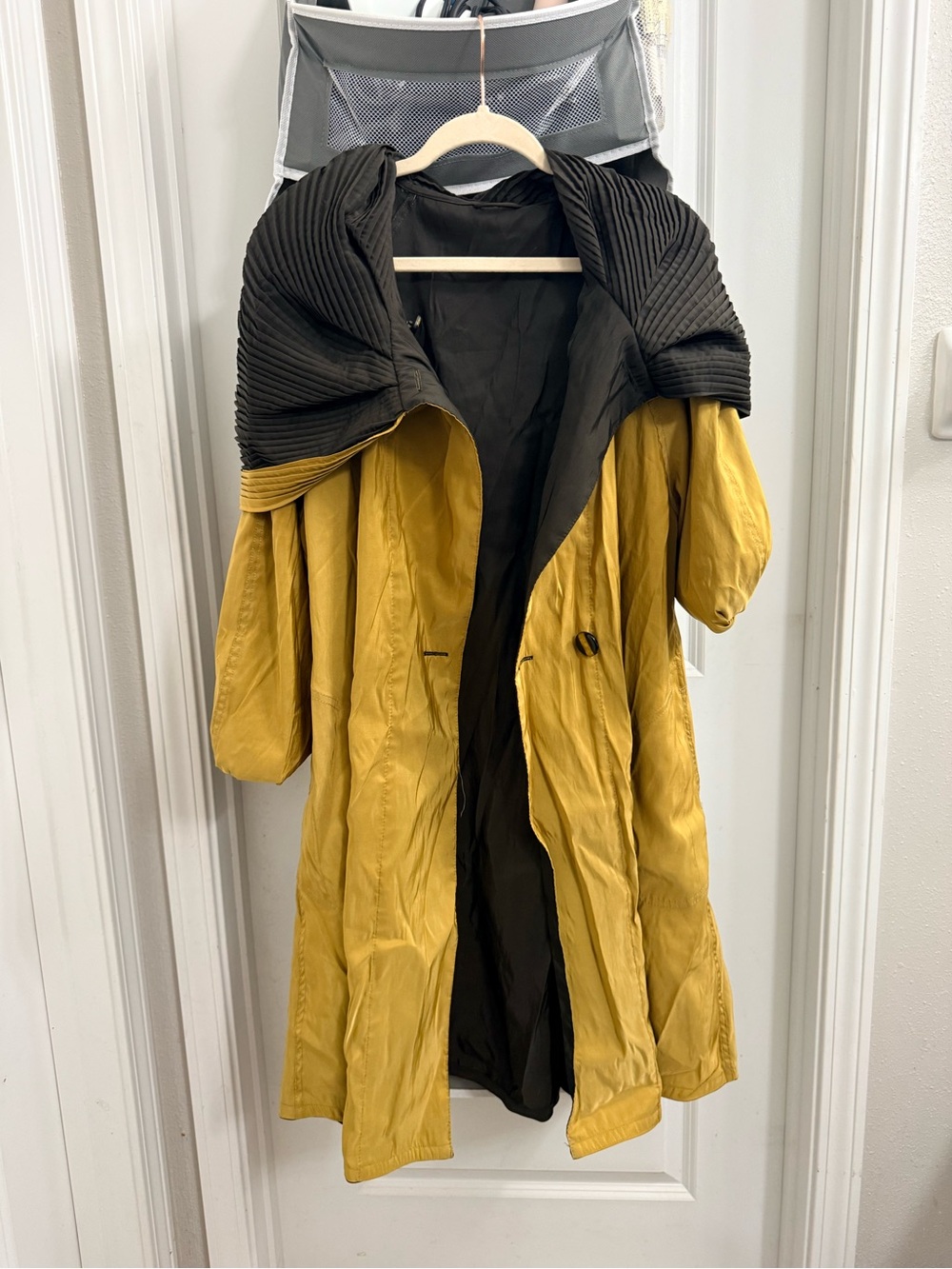 Men's Mustard Yellow Coat with Black Shawl Collar
